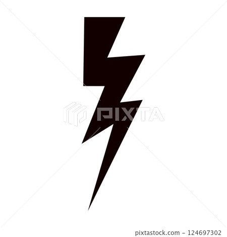 Thunder hand style comic energy flash. Drawn lightning bolt electric icon. Flat vector illustration isolated on white background. Thunder hand style comic energy flash. Drawn lightning bolt electric icon. Flat vector illustration isolated on white background. 124697302