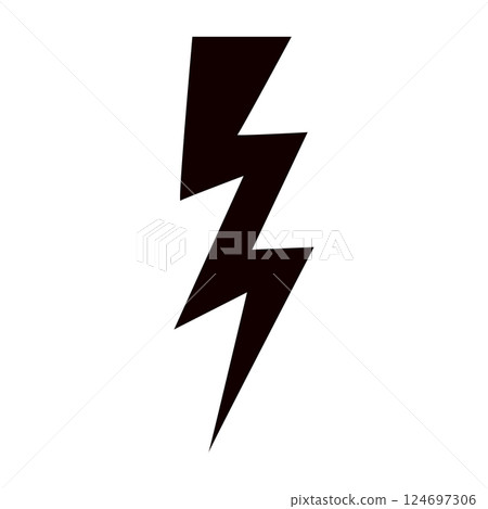 Thunder hand style comic energy flash. Drawn lightning bolt electric icon. Flat vector illustration isolated on white background. Thunder hand style comic energy flash. Drawn lightning bolt electric icon. Flat vector illustration isolated on white background. 124697306