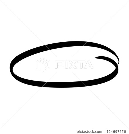 Hand-drawn highlight strokes with pencil, pen, and marker textures. Oval and round sketch lines for emphasis and underlining. Flat vector illustration isolated on white background. Hand-drawn highlight strokes with pencil, pen, and marker textures. Oval and round sketch lines for emphasis and underlining. Flat vector illustration isolated on white background. 124697356