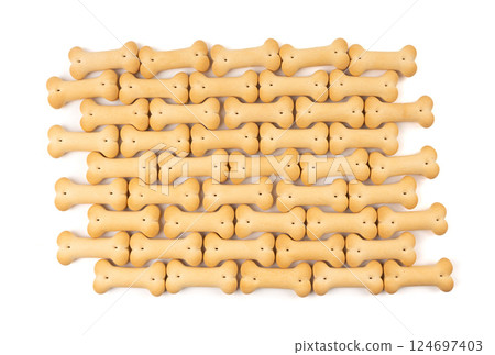 Dog biscuits, soft crunchy pet treats, flavored small canine cookie, bone shape biscuit, puppy food Dog biscuits, soft crunchy pet treats, flavored small canine cookie, bone shape biscuit, puppy food 124697403