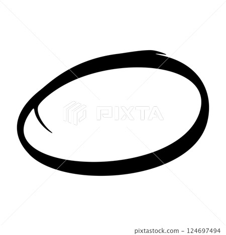 Hand-drawn highlight strokes with pencil, pen, and marker textures. Oval and round sketch lines for emphasis and underlining. Flat vector illustration isolated on white background. Hand-drawn highlight strokes with pencil, pen, and marker textures. Oval and round sketch lines for emphasis and underlining. Flat vector illustration isolated on white background. 124697494