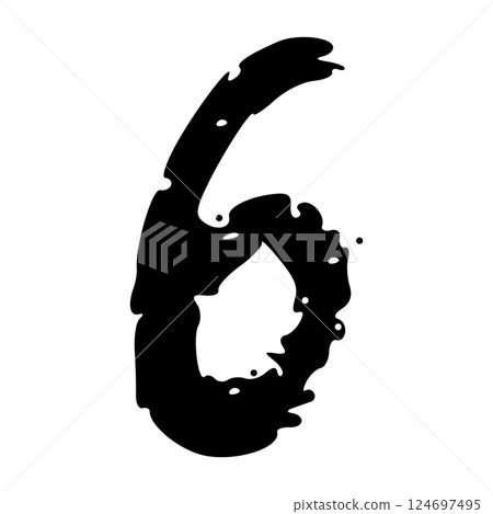 Hand-drawn numbers with brush strokes and spray ink texture, grunge calligraphy font in doodle style. Flat vector illustration isolated on white background. Hand-drawn numbers with brush strokes and spray ink texture, grunge calligraphy font in doodle style. Flat vector illustration isolated on white background. 124697495