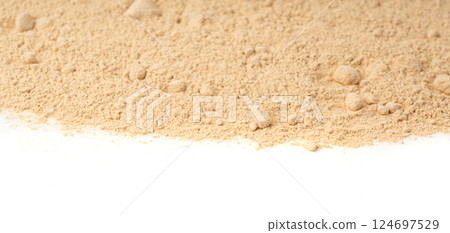 Maca powder texture background, dry Peruvian ginseng powder pattern, ground ayak willku 124697529