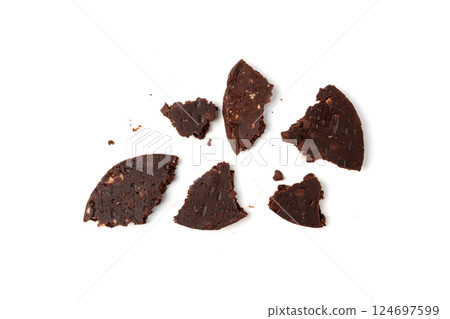 Protein cookie, round protein brownie with chocolate and cocoa, gluten-free cookies Protein cookie, round protein brownie with chocolate and cocoa, gluten-free cookies 124697599