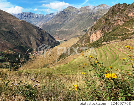 Peru Sacred valley in Andes mountains Peru Sacred valley in Andes mountains 124697708
