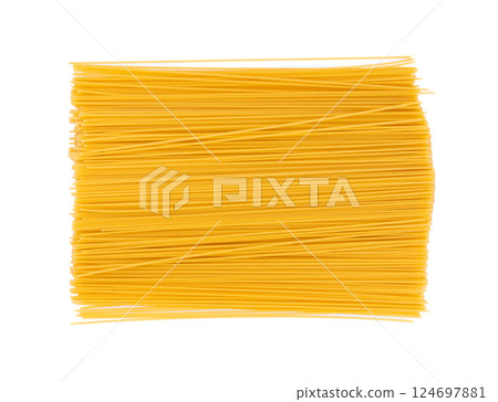 Raw spaghetti isolated, dry spagetti, long wheat noodles, uncooked italian macaroni bundle Raw spaghetti isolated, dry spagetti, long wheat noodles, uncooked italian macaroni bundle 124697881