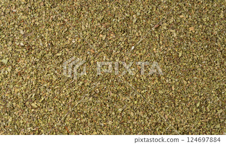 Dry thyme texture, dried marjoram pattern, oregano pile background, ground crushed thyme seasoning mockup Dry thyme texture, dried marjoram pattern, oregano pile background, ground crushed thyme seasoning mockup 124697884