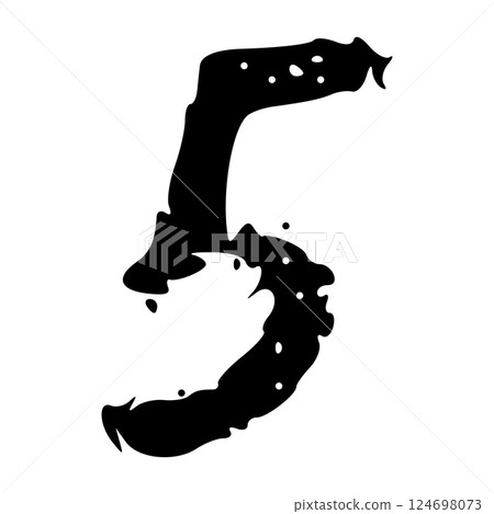 Hand-drawn numbers with brush strokes and spray ink texture, grunge calligraphy font in doodle style. Flat vector illustration isolated on white background. 124698073
