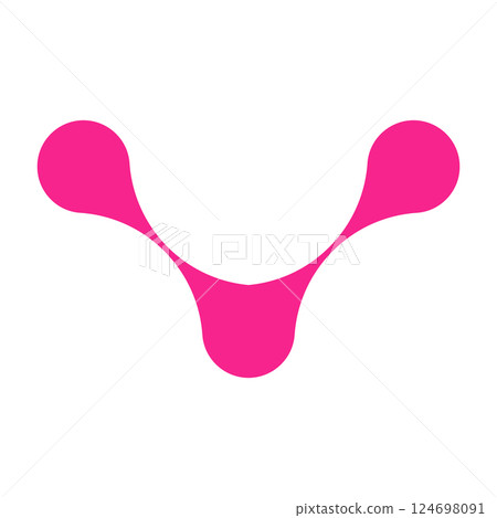 Pink circle blob connect pattern. Organic morphing shapes and logo dots. Flat vector illustration isolated on white background. 124698091