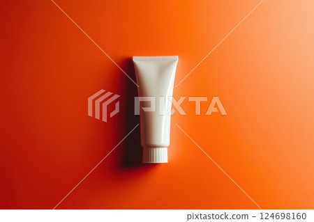 White cream tube on minimalist background White cream tube on minimalist background 124698160