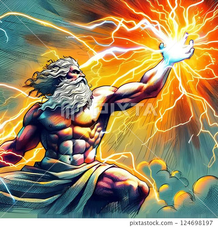 zeus creating a lightning blast 2 124698197