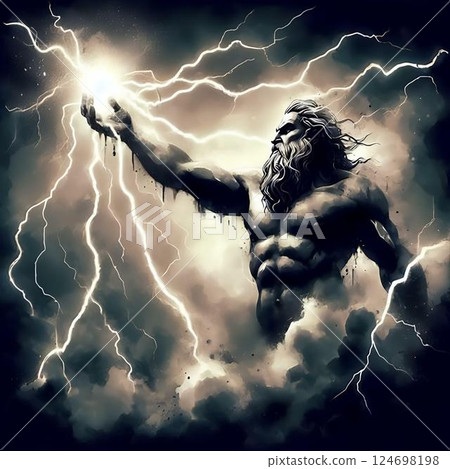 zeus creating a lightning blast 3 124698198