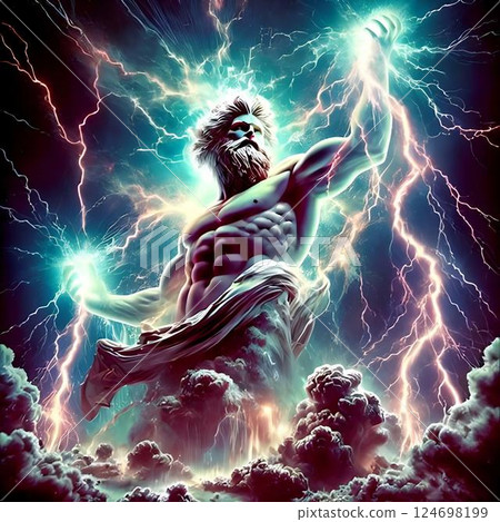 zeus creating a lightning blast 4 124698199