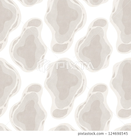 Seamless pattern of watercolor spots. Beige stones and puddles of liquid. Animal shrug pattern. Round soft shapes. Watercolor illustration. Hand drawing. High quality illustration 124698545