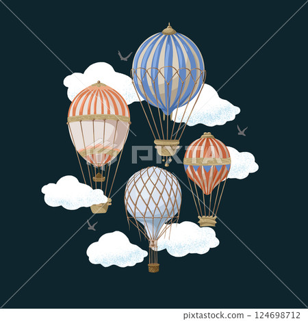 Ballons in the sky isolated. Vector. 124698712
