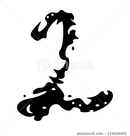 Grunge numbers 1,2 with rough brush texture acrylic. Hand-painted spray ink effect, doodle calligraphy font. Flat illustration isolated on white. 124698992
