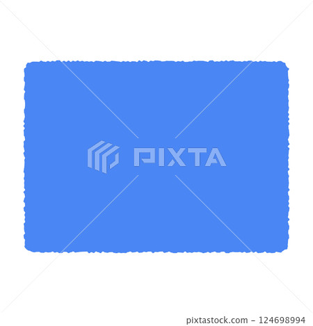 blue Hand drawn organic rectangular frame, abstract text box with doodle bubble shape, fun freeform banner for colorful background. Flat vector illustration isolated 124698994