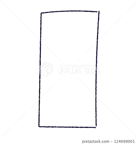 Hand drawn rectangular frame with rough brush strokes, sketchy pencil and marker border, scribbled square box outline. Flat vector illustration isolated on white background. 124699001