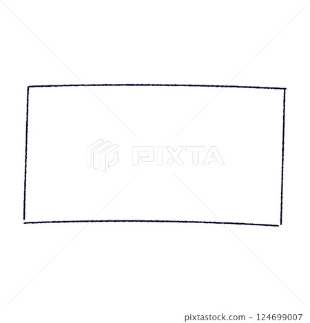 Hand drawn rectangular frame with rough brush strokes, sketchy pencil and marker border, scribbled square box outline. Flat vector illustration isolated on white background. 124699007