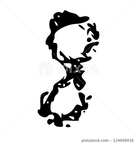 Grunge numbers 1,2 with rough brush texture acrylic. Hand-painted spray ink effect, doodle calligraphy font. Flat illustration isolated on white. 124699016