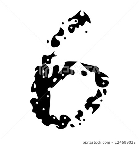 Grunge numbers 1,2 with rough brush texture acrylic. Hand-painted spray ink effect, doodle calligraphy font. Flat illustration isolated on white. 124699022