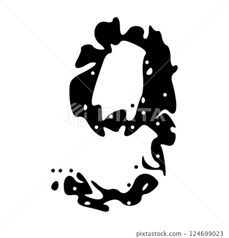 Grunge numbers 1,2 with rough brush texture acrylic. Hand-painted spray ink effect, doodle calligraphy font. Flat illustration isolated on white. 124699023