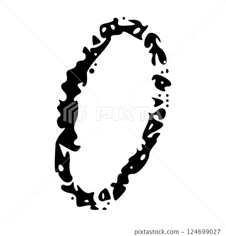 Grunge numbers 1,2 with rough brush texture acrylic. Hand-painted spray ink effect, doodle calligraphy font. Flat illustration isolated on white. 124699027