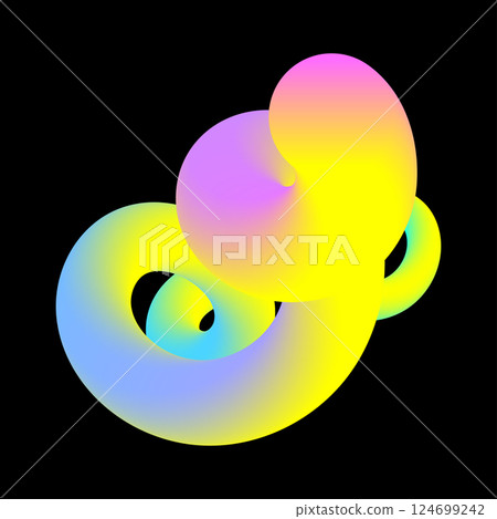 Colorful abstract swirling shape on black background. Vector illustration 124699242