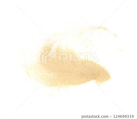 Garlic powder pile isolated, dried granulated chopped crushed garlic on white background 124699319