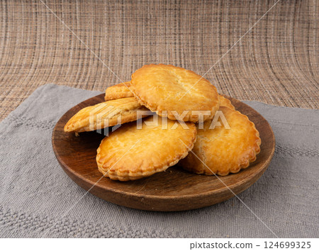 Netherlands traditional cookies, Holland almond filled cake, Dutch marzipan pastry, Gevulde koek 124699325