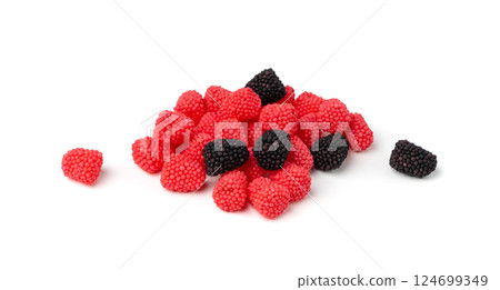 Gummy berries, chewy raspberries or jelly blackberries, gelatin candies fruit marmalade Gummy berries, chewy raspberries or jelly blackberries, gelatin candies fruit marmalade 124699349
