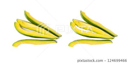 Avocado Isolated, Whole Avokado, Green Avocados Slice, Fresh Alligator Pear, Long Avocado Fruit 124699466