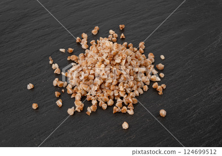 Boiled Buckwheat Pile on Black, Cooked Buck Wheat Grains, Porridge Heap, Cook Buckwheat Boiled Buckwheat Pile on Black, Cooked Buck Wheat Grains, Porridge Heap, Cook Buckwheat 124699512