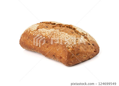 Whole wheat brown bread isolated, fitness pumpkin carrot buns with seeds, cereal bread 124699549