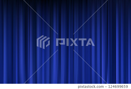 Blue Curtain Background Illustration Featuring Rich Drape Inspired Textures and Elegant Design 124699659