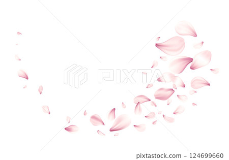 Vector Illustration of Beautiful Pink Rose Petals in a Flowing Pattern on White Background Vector Illustration of Beautiful Pink Rose Petals in a Flowing Pattern on White Background 124699660