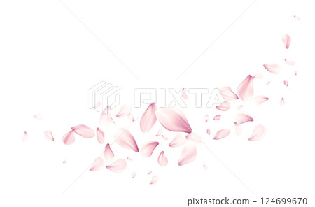 Vector Illustration of Pink Rose Petals Floating Gracefully on a White Background for Elegant Designs 124699670