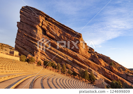 The morning sun at Red Rocks Amphitheater, Denver, Colorado The morning sun at Red Rocks Amphitheater, Denver, Colorado 124699809