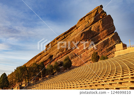 The morning sun at Red Rocks Amphitheater, Denver, Colorado The morning sun at Red Rocks Amphitheater, Denver, Colorado 124699810