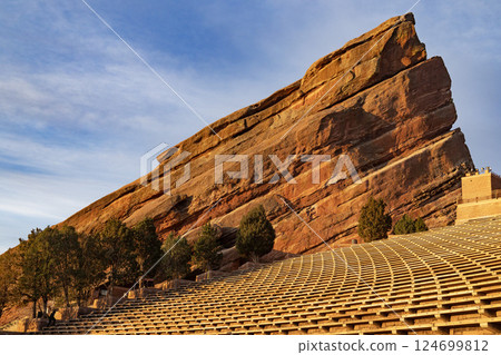 The morning sun at Red Rocks Amphitheater, Denver, Colorado 124699812