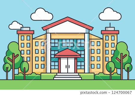 A large majestic building of a university, hospital, bank, institution A large majestic building of a university, hospital, bank, institution 124700067