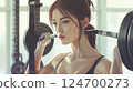 一名女子在健身房訓練的插圖 124700273