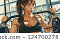 一名女子在健身房訓練的插圖 124700278