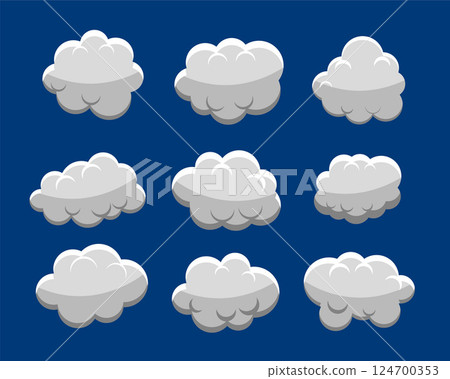 pack of fluffy clouds symbol design for atmosphere 124700353