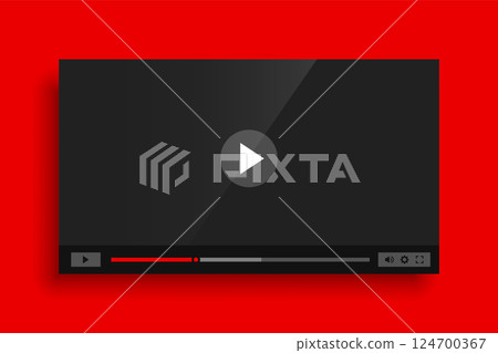 modern red video player template with glossy effect 124700367