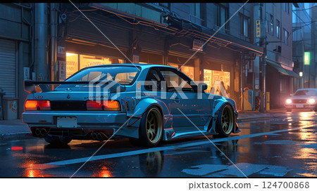 Car drifting at an intersection illustration 124700868