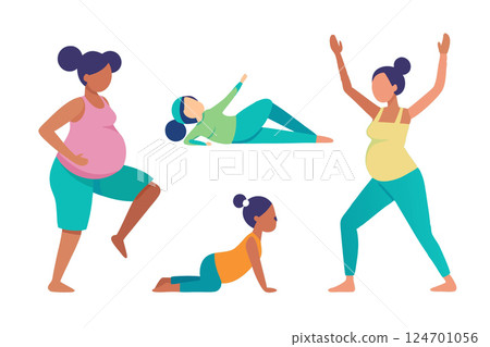 Gymnastics sport for pregnant women.Caring for the future child and mother Gymnastics sport for pregnant women.Caring for the future child and mother 124701056