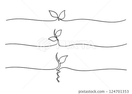 Growing sprout one line art vector collection. 124701353