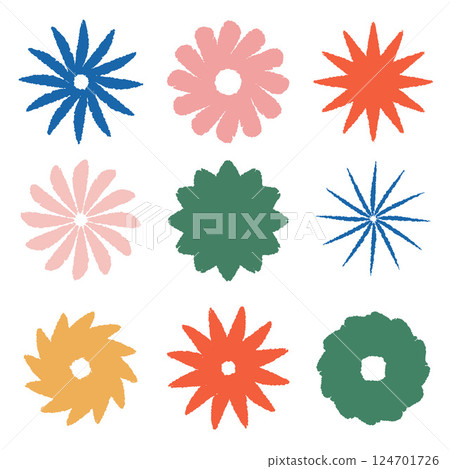 Abstract flower patterns collection. Colorful vector illustration. Abstract flower patterns collection. Colorful vector illustration. 124701726