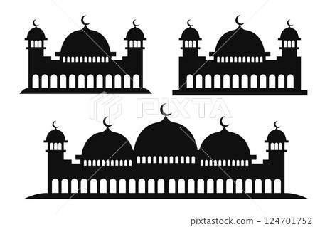 Silhouette mosque collection isolated on white background.Vector illustration. 124701752
